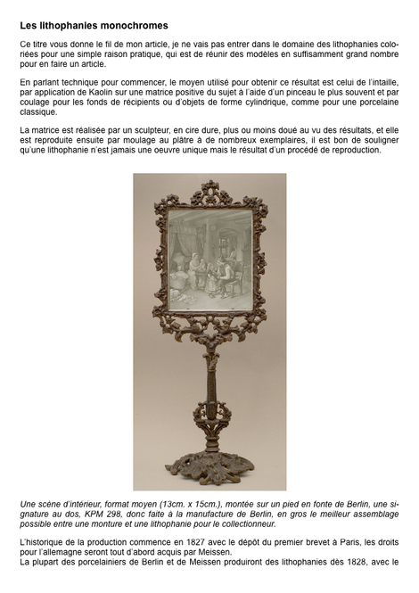Les lithophanies monochromes
